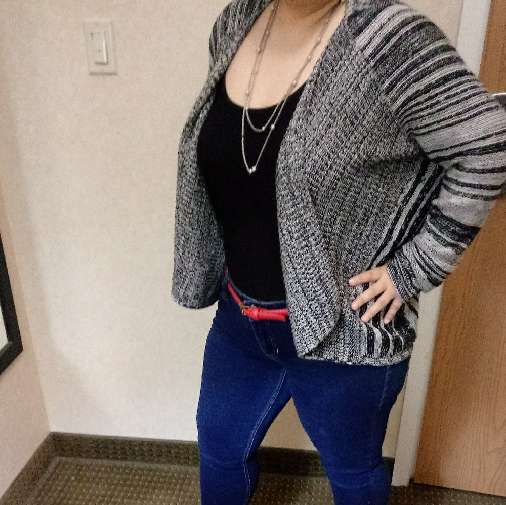 White and black shaw from Old Navy